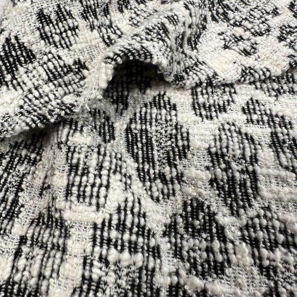 Anthropologie Dolan Tweed Ruffle Top Women's Size Large Animal Print Black/Cream - Picture 8 of 10